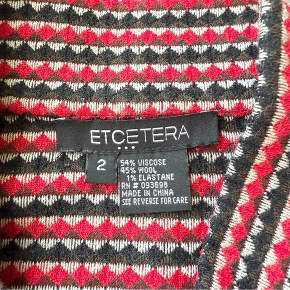 Etcetera Wool BIend Red Black Woven Diamond Tweed Blazer - Picture 5 of 10